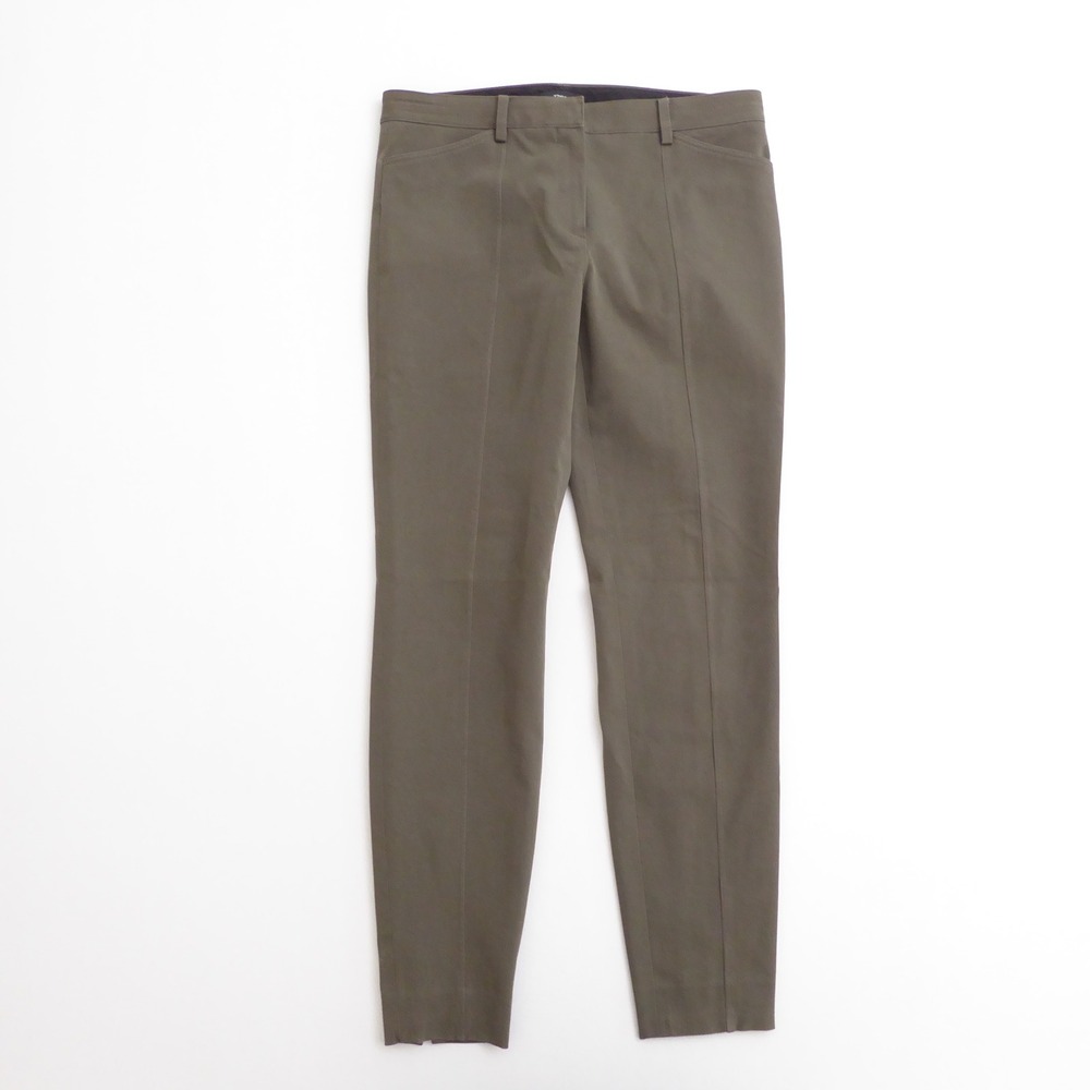 Theory Women Pants Green Seam Trouser Twill Bistretch Ankle Zip 4